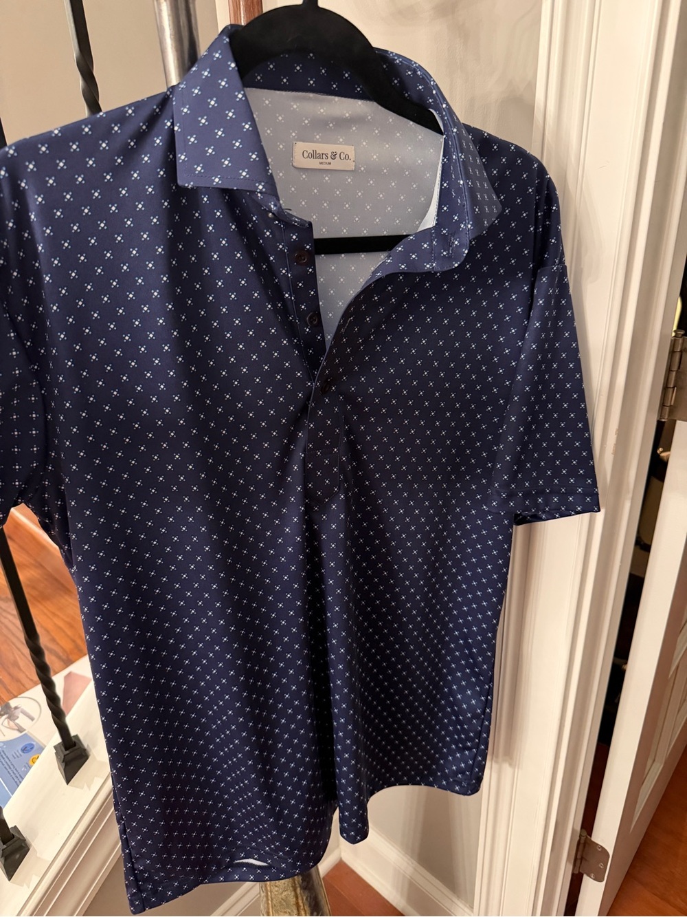 Collars & Co. Men’s Navy Micro-Pattern Polo
